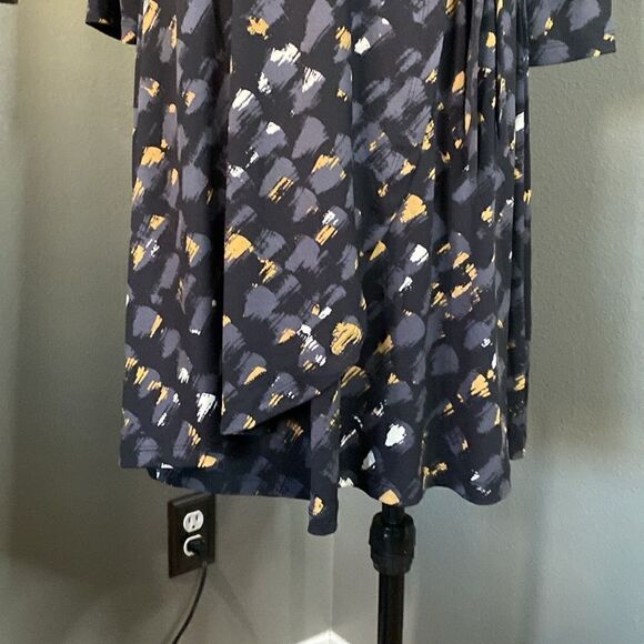 H by Halston Wrap Front Slinky Jersey Dress Brush Stroke Pattern 3/4 Sleeve - Picture 6 of 13